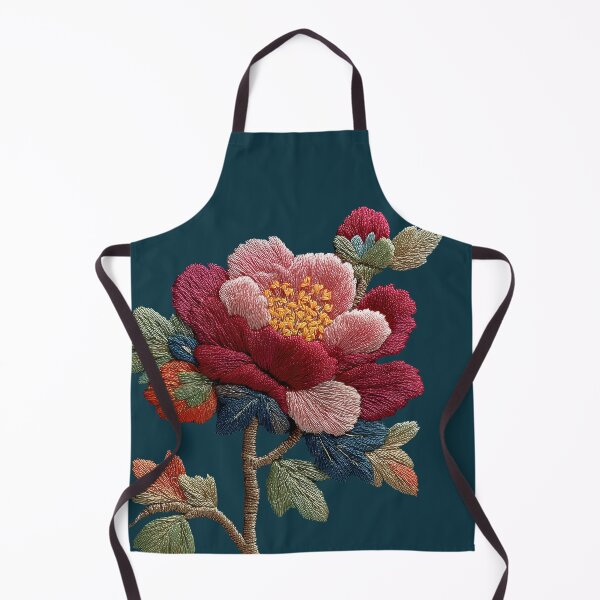 Item preview, Elegant Red Peony Embroidery Floral Art designed and sold by colorful-white.