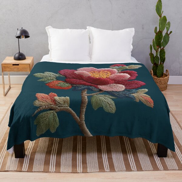 Item preview, Elegant Red Peony Embroidery Floral Art designed and sold by colorful-white.