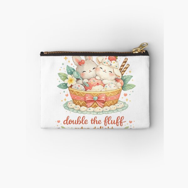 Item preview, Double the Fluff Extra Delight Cute Bunny Dessert Kawaii Sweet Treat Art designed and sold by inkoutninja.