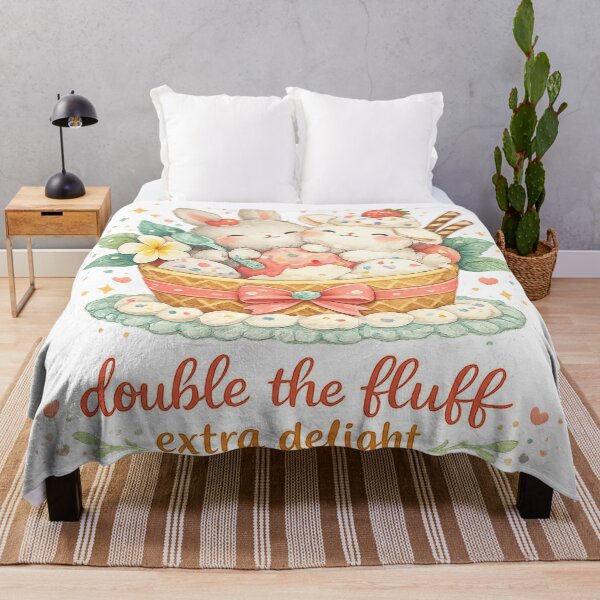 Item preview, Double the Fluff Extra Delight Cute Bunny Dessert Kawaii Sweet Treat Art designed and sold by inkoutninja.