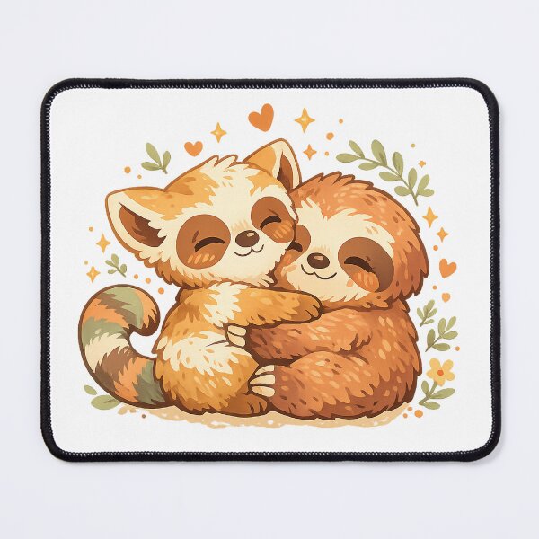 Item preview, Cute Red Panda and Sloth Hug Best Friends Woodland Animal Art Design designed and sold by inkoutninja.