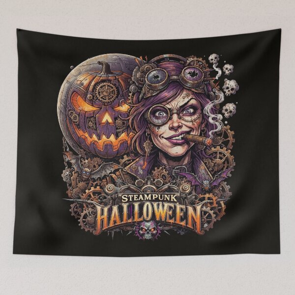 Item preview, Halloween Steampunk Gears Pumpkin Witch Cigar designed and sold by Voodoo Store Paranormal Collections.