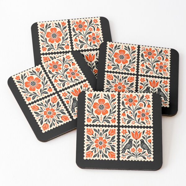 Item preview, Folk Art Floral Postage Stamps Om She Nordic Birds designed and sold by PAROSSA.