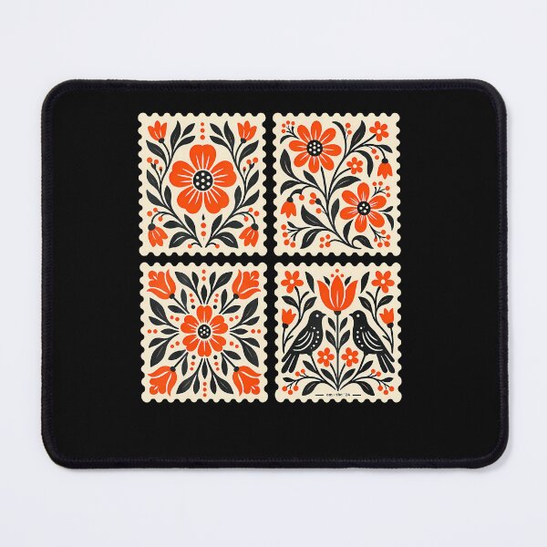 Item preview, Folk Art Floral Postage Stamps Om She Nordic Birds designed and sold by PAROSSA.