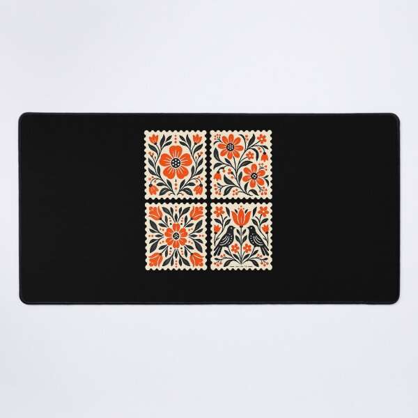 Item preview, Folk Art Floral Postage Stamps Om She Nordic Birds designed and sold by PAROSSA.