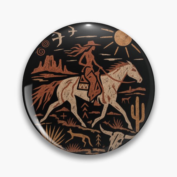 Artikelvorschau, Höhlenmalerei mit Cowgirl-Motiv – Antike Western-Wüstenkunst mit Reiterin entworfen und verkauft von JonelCrafts.