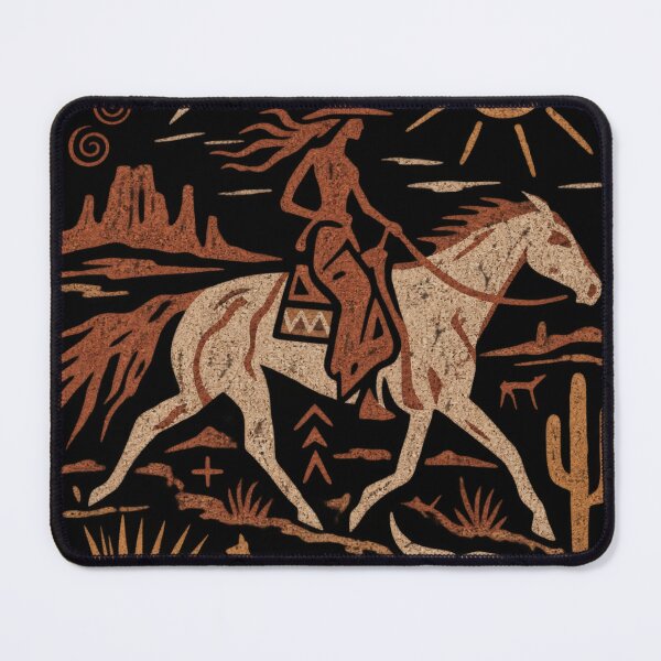 Item preview, Cowgirl Cave Painting - Ancient Western Horse Rider Desert Art designed and sold by JonelCrafts.