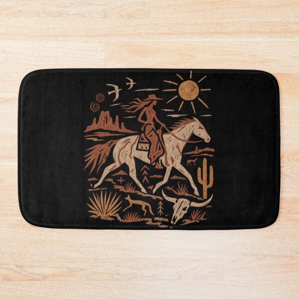 Item preview, Cowgirl Cave Painting - Ancient Western Horse Rider Desert Art designed and sold by JonelCrafts.