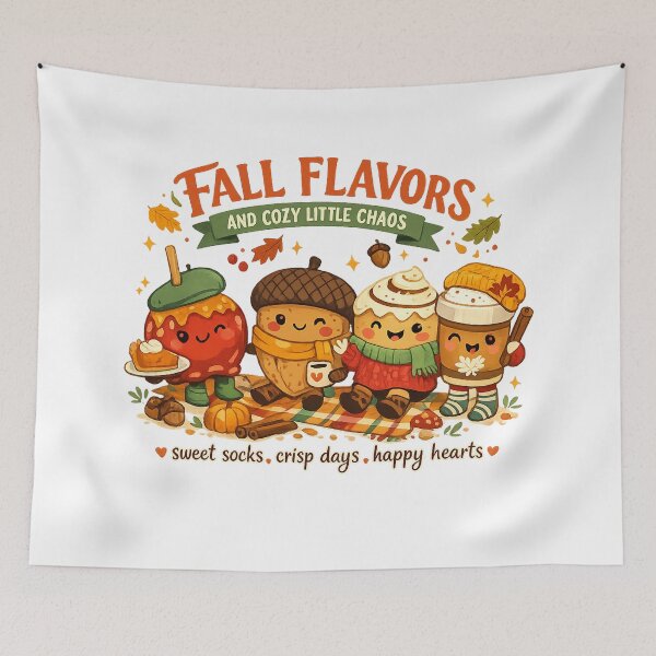 Item preview, Fall Flavors and Cozy Little Chaos Cute Autumn Food Pumpkin Spice Art designed and sold by inkoutninja.