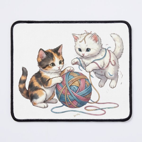 Item preview, Two Cute Kittens Playing Yarn Ball designed and sold by ThePrintArt.