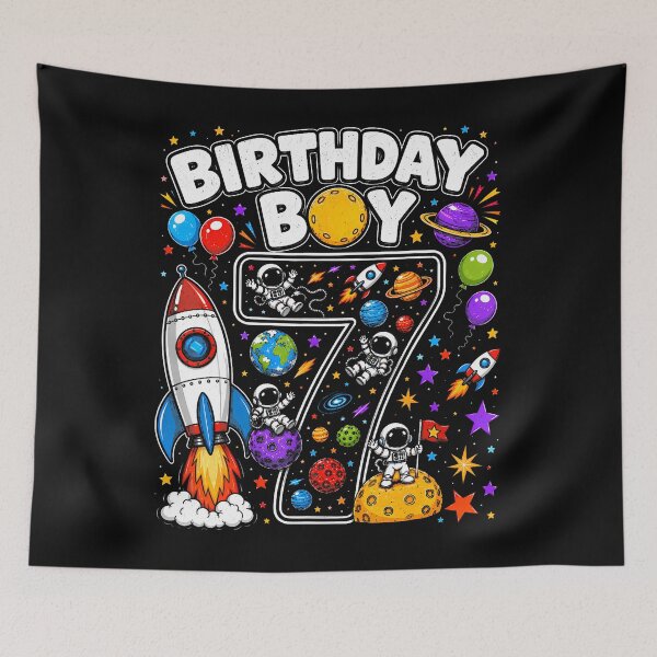 Item preview, Seven 7Th Birthday Astronaut Galaxy Space 7 Year Old Boys designed and sold by PAROSSA.