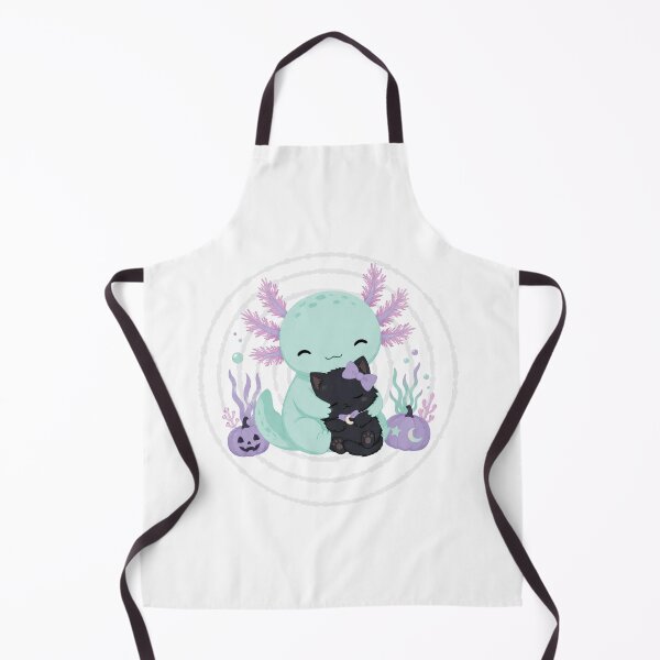 Item preview, Cute axolotl with black cat and pumpkins designed and sold by Pond & Gill Co.
