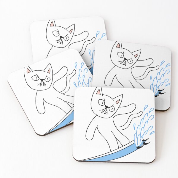 Item preview, mean cat surfing designed and sold by motherbrainart.