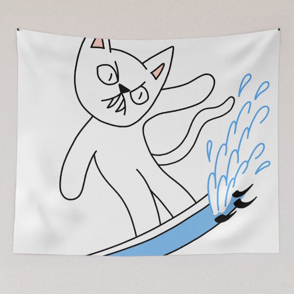 Item preview, mean cat surfing designed and sold by motherbrainart.