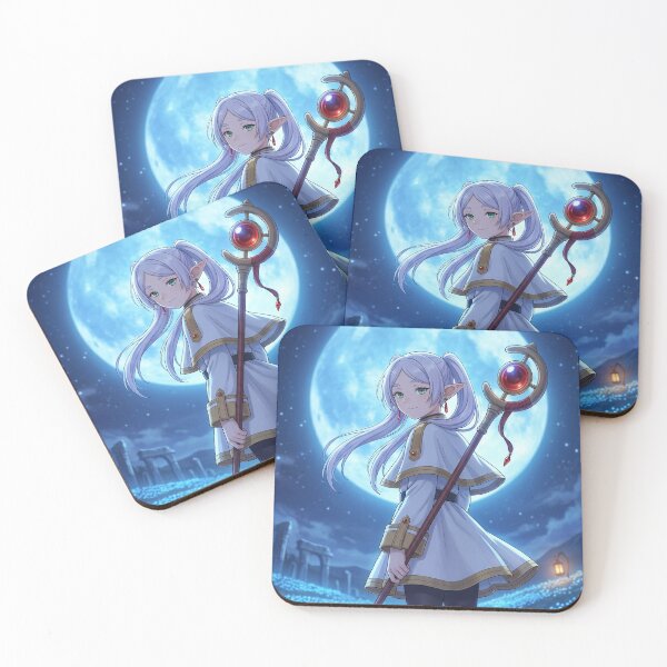 Item preview, White-Haired Elven Mage // Anime Illustration - Moonlit Blue Flower Fantasy Art designed and sold by Astraphyllia.