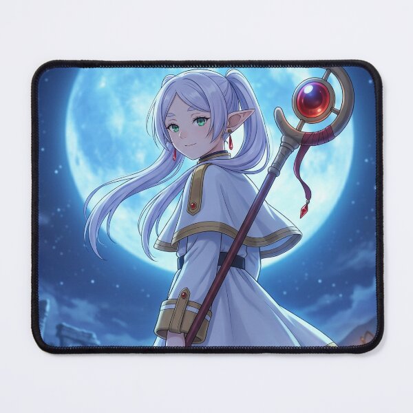Item preview, White-Haired Elven Mage // Anime Illustration - Moonlit Blue Flower Fantasy Art designed and sold by Astraphyllia.