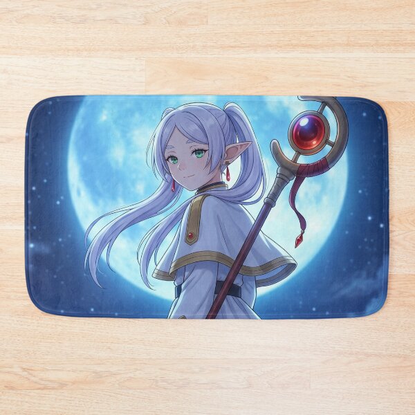 Item preview, White-Haired Elven Mage // Anime Illustration - Moonlit Blue Flower Fantasy Art designed and sold by Astraphyllia.