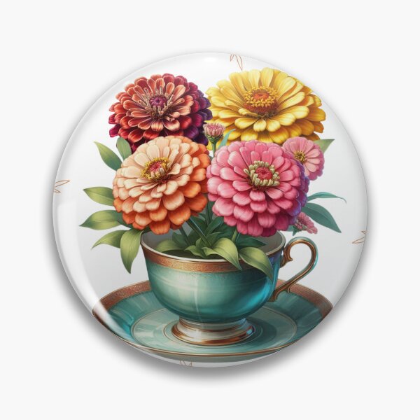 Item preview, Zinnias in a Teacup designed and sold by CarolBeeDesigns.