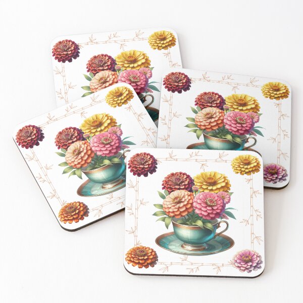 Item preview, Zinnias in a Teacup designed and sold by CarolBeeDesigns.
