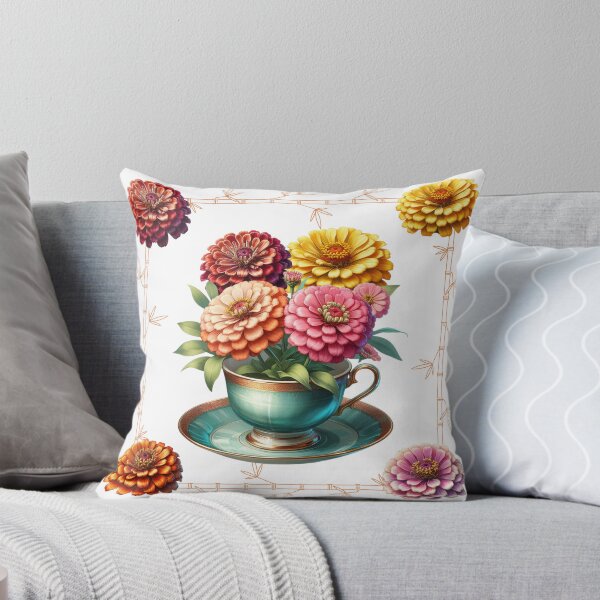 Item preview, Zinnias in a Teacup designed and sold by CarolBeeDesigns.