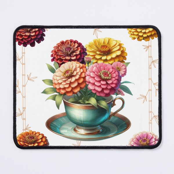 Item preview, Zinnias in a Teacup designed and sold by CarolBeeDesigns.