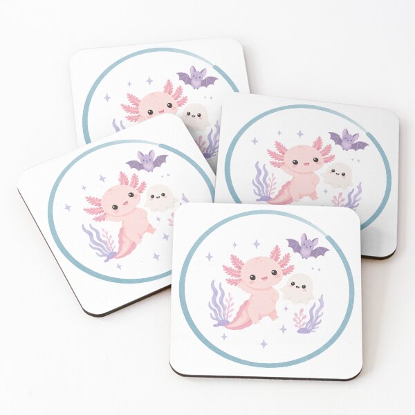 Item preview, Axolotl with ghost and bat friends designed and sold by Pond & Gill Co.