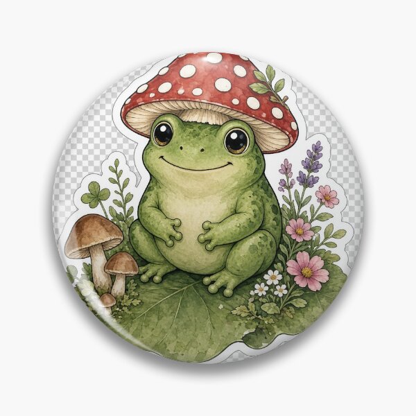 Item preview, Cute Frog Mushroom Hat Cottagecore Goblincore Sticker designed and sold by FakePeopleSuck.