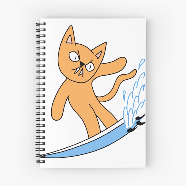 Item preview, mean cat surfing - orange designed and sold by motherbrainart.