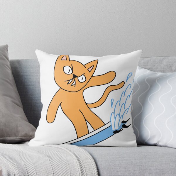 Item preview, mean cat surfing - orange designed and sold by motherbrainart.