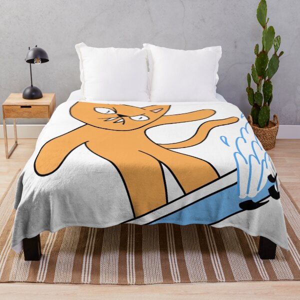 Item preview, mean cat surfing - orange designed and sold by motherbrainart.