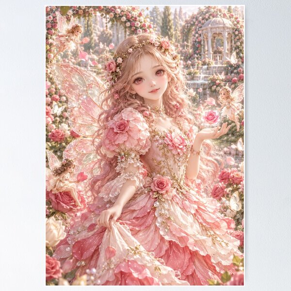 Item preview, Rose Petal Princess – Enchanted Pink Fairy Garden designed and sold by SEIMEI2025.
