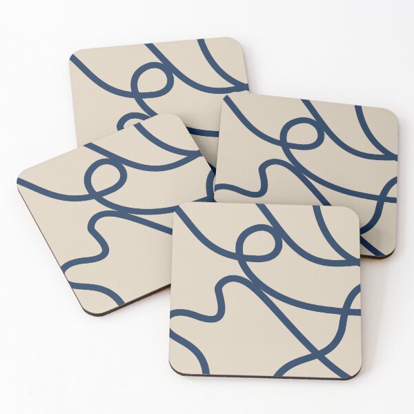 Item preview, Navy Blue Abstract Squiggle Line Art Pattern designed and sold by darkskinbender.