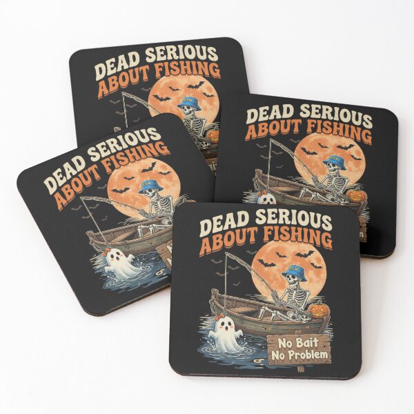 Item preview, Dead Serious About Fishing Skeleton Ghost Halloween Vintage designed and sold by CF_VintageDesign.