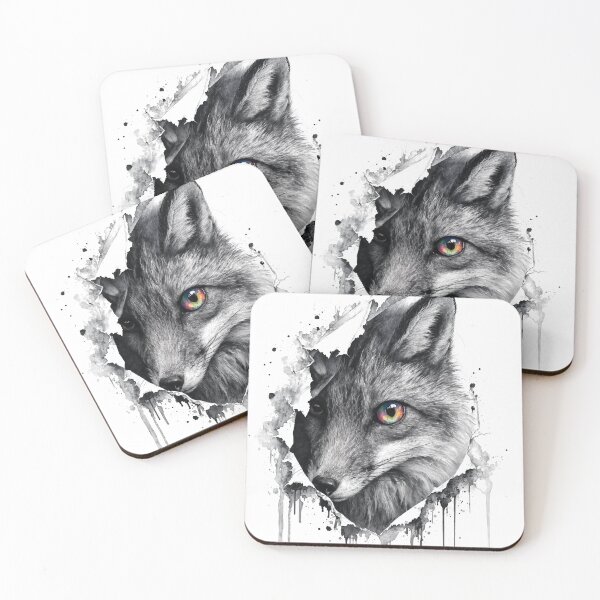Item preview, Fox Ink Portrait with Rainbow Eye designed and sold by digital.stickerperso.com.
