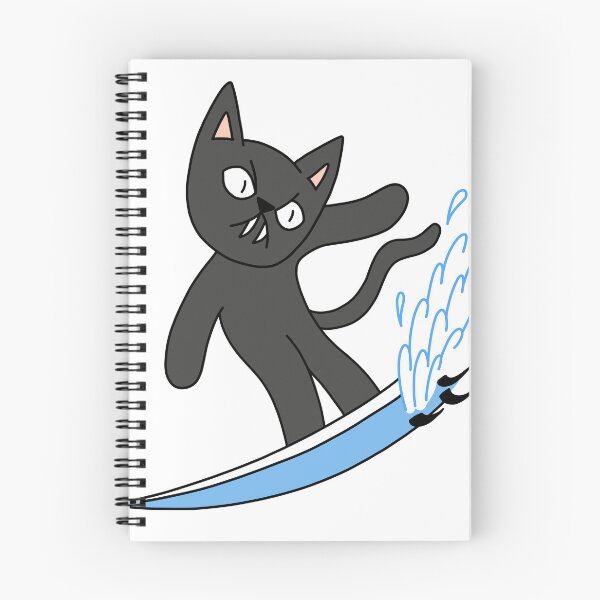 Item preview, mean cat surfing - black designed and sold by motherbrainart.