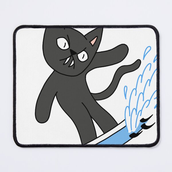 Item preview, mean cat surfing - black designed and sold by motherbrainart.