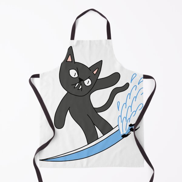 Item preview, mean cat surfing - black designed and sold by motherbrainart.