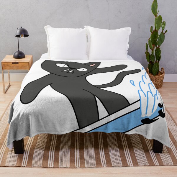 Item preview, mean cat surfing - black designed and sold by motherbrainart.