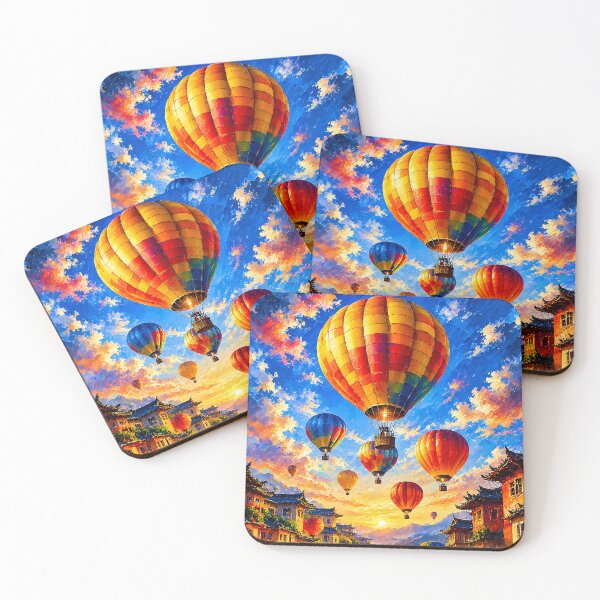 Item preview, Colorful Hot Air Balloons Over Asian Village designed and sold by Extravanganzza.