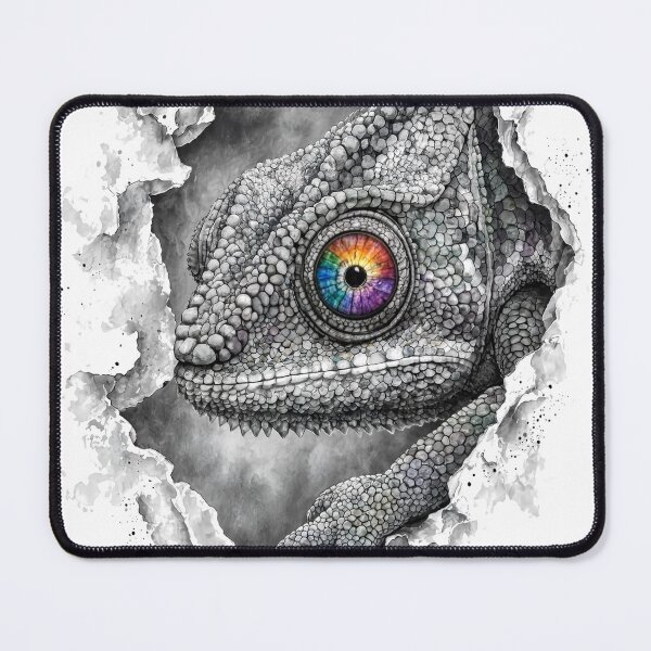 Item preview, 3D Ink Chameleon Portrait with Vibrant Rainbow Eye designed and sold by digital.stickerperso.com.