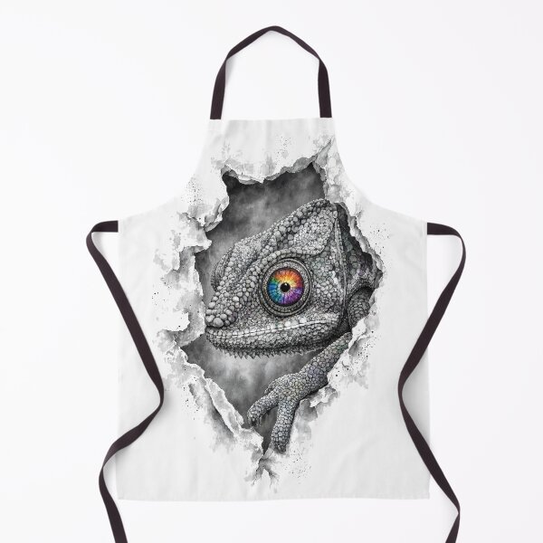 Aperçu de l'œuvre Portrait de Caméléon à l'Encre et Œil Arc-en-Ciel 3D créée et vendue par digital.stickerperso.com.