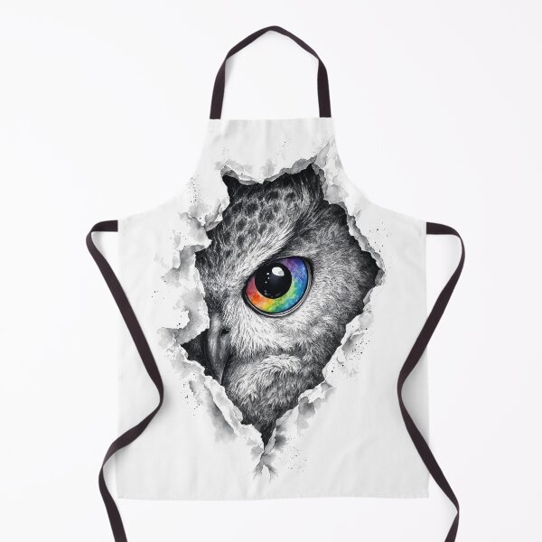 Item preview, Owl Ink Portrait with Vibrant Rainbow Eye designed and sold by digital.stickerperso.com.
