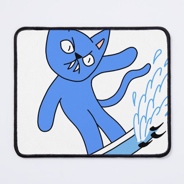 Item preview, mean cat surfing - blue designed and sold by motherbrainart.