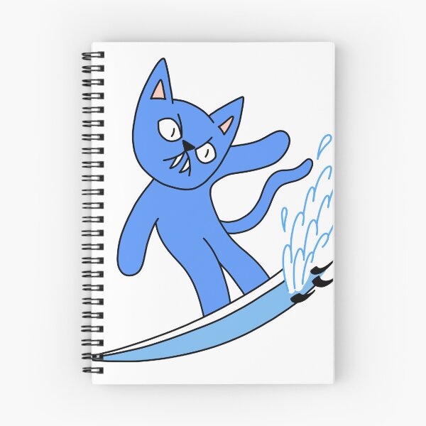 Item preview, mean cat surfing - blue designed and sold by motherbrainart.