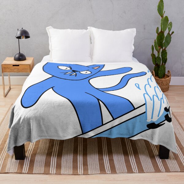 Item preview, mean cat surfing - blue designed and sold by motherbrainart.