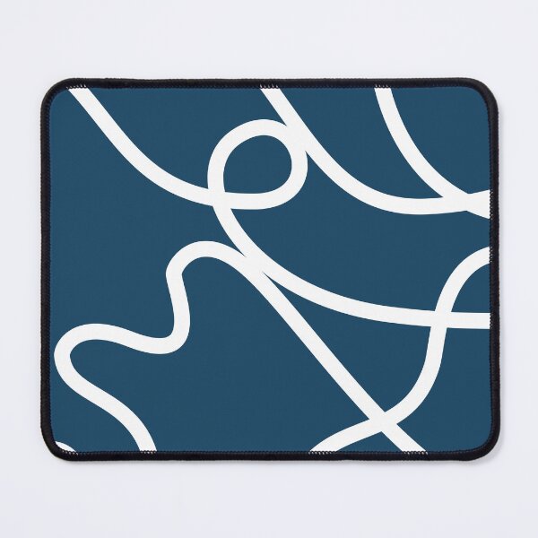 Item preview, Navy Blue Abstract White Squiggle Line Art Pattern designed and sold by darkskinbender.