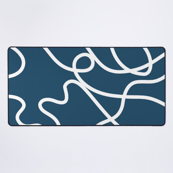 Item preview, Navy Blue Abstract White Squiggle Line Art Pattern designed and sold by darkskinbender.