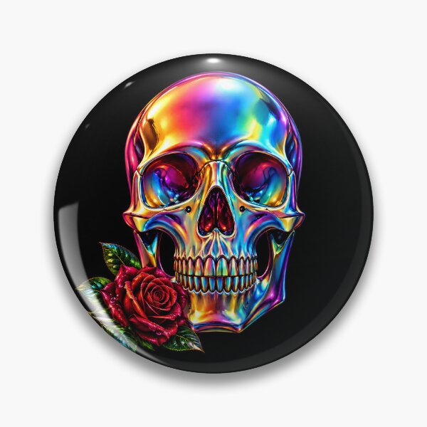 Item preview, Iridescent Chrome Skull with Red Rose designed and sold by Extravanganzza.