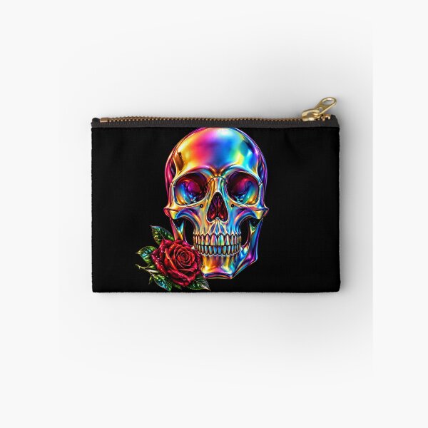 Item preview, Iridescent Chrome Skull with Red Rose designed and sold by Extravanganzza.