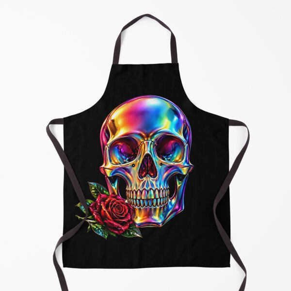 Item preview, Iridescent Chrome Skull with Red Rose designed and sold by Extravanganzza.